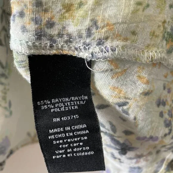 Zac & Rachel Womens Ivory Ruffle Trim Floral Print Preppy Blouse Top Size 3X - Picture 3 of 9